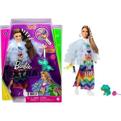 Barbie Extra Doll in Blue Ruffled Jacket and Pet Crocodile (#9)