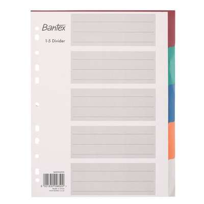 Bantex PP Dividers and Indexes (A4)(5 Division)(Assorted Colours)