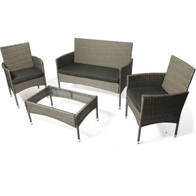 Rattan Jakarta Patio Set (4 Piece)(Marbled Grey)