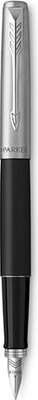 Parker Jotter Fountain Pen - Medium Nib, Blue Ink (Bond Street Black with Chrome Trim) - in Gift Box