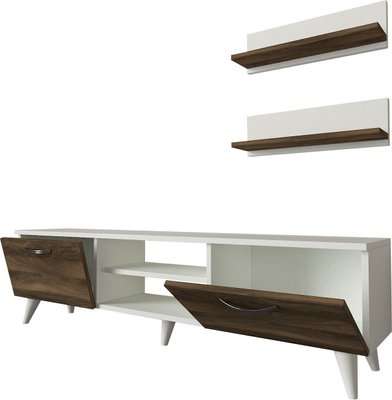 Homemark Armoire's Geacles TV Unit (Walnut and White)