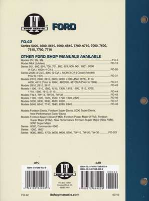Ford Shop Manual  - Series 5000, 5600, 5610, 6600, 6610, 6700, 6710, 7000, 7600, 7610, 7700, 7710 (P