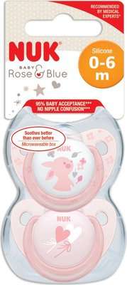 NUK Trendline Soother with Box (Size 1 | Baby Rose | Heart Rabbit)