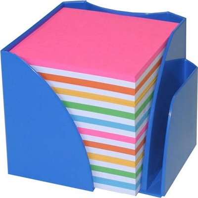Bantex Optima Plastic Memo Cube with Pen Compartment (800 Sheets)(Cobalt Blue)