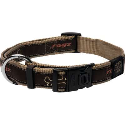 Rogz Fancy Dress Beach Bum Dog Collar - Large 20mm (Bronze Bone Design)