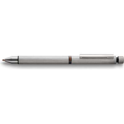 LAMY CP1 Tri Pen/Pencil - 0.5mm Lead and Medium Nib Black & Red Refills (Brushed Silver)