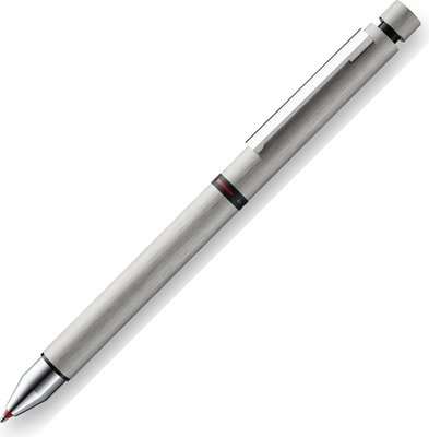 LAMY CP1 Tri Pen/Pencil - 0.5mm Lead and Medium Nib Black & Red Refills (Brushed Silver)