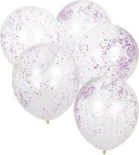 Pamper Party - 12" Balloons Filled with Pink Glitter (5 Pack)