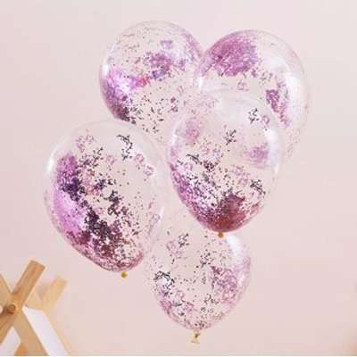 Pamper Party - 12" Balloons Filled with Pink Glitter (5 Pack)