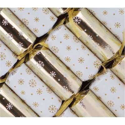 Holly & Ivy 12" Family Crackers - Gold Snowflakes (12 Pack)