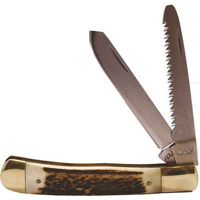 Tekut Double Blade Trapper Knife With Staghorn Handle