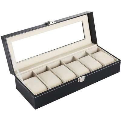Watch Storage Box with 6 Compartments (Black)