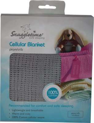 Snuggletime Cotton Cellular Blanket for Pram or Crib (Grey)