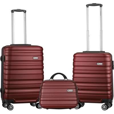 Travelwize Rio ABS Luggage Set (Grey/Burgundy)(3 Piece)