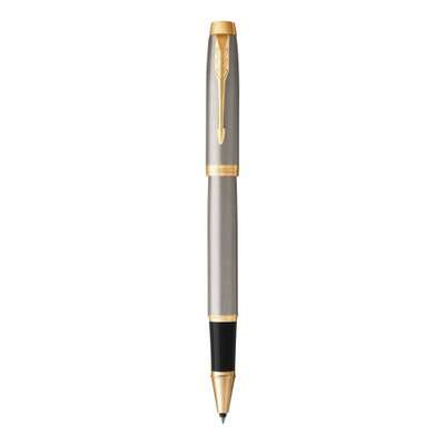 Parker IM Fine Nib Rollerball Pen (Brushed Metal with Gold Trim)(Black Ink) - Presented in a Gift Bo