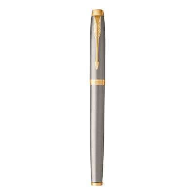 Parker IM Fine Nib Rollerball Pen (Brushed Metal with Gold Trim)(Black Ink) - Presented in a Gift Bo