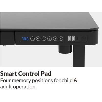 Lekkermotion Sit-Stand Rectangular Glass-Top Height Adjustable Desk (Black)