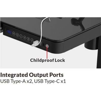 Lekkermotion Sit-Stand Rectangular Glass-Top Height Adjustable Desk (Black)