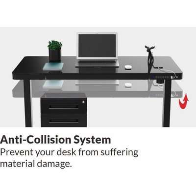 Lekkermotion Sit-Stand Rectangular Glass-Top Height Adjustable Desk (Black)