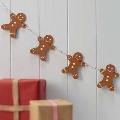 Ginger Ray Vintage Noel Wooden Gingerbread Bunting (1.2m)