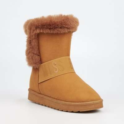 Miss Black Rae Slipper Boot (Tan)(5)