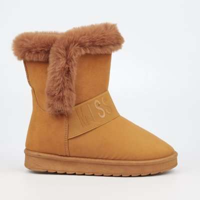 Miss Black Rae Slipper Boot (Tan)(5)