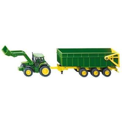 Siku Diecast Model - John Deere Tractor with Front Loader and Trailer (1:87)