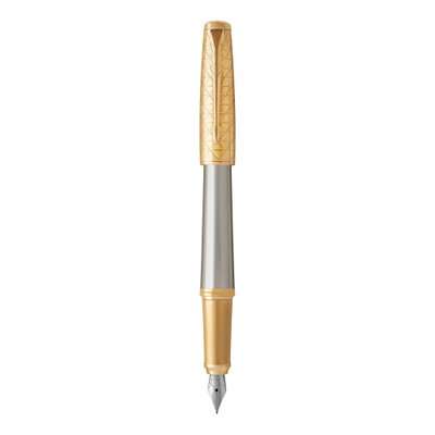 Parker Urban Premium Medium Nib Fountain Pen (Powered Aureate with Gold Trim)(Blue Ink) - Presented