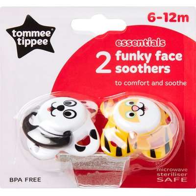 Tommee Tippee - Essentials Funky Face Soother (6 - 12 Months | Supplied May Vary | 2 Pack)