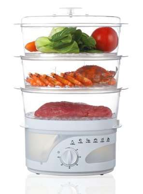 Mellerware Dim Sum - 3 Tier Plastic Food Steamer with Timer (9L)(800W)