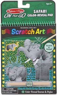 Melissa & Doug On the Go Scratch Art Colour Reveal Pad (Safari)