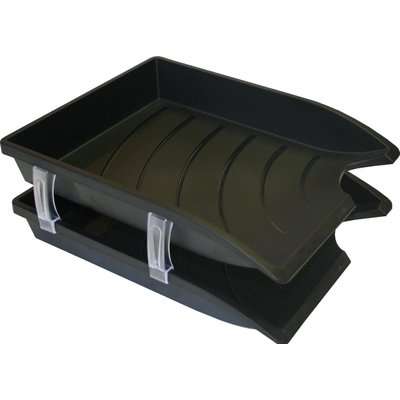 Bantex B9864 2 Optima Letter Trays with 4 Risers (A4)(Black)