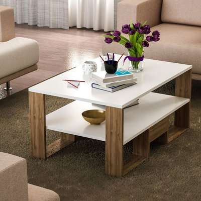 Homemark Armoire's Golden Coffee Table (White and Walnut)