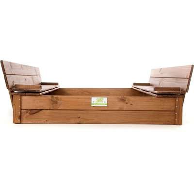 Just For Kids - The Original 4 Seater Folding Bench Sandpit (1.2 x 1.2 Metres | Oak Varnish)