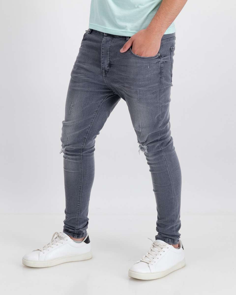 Brave Soul Long Length Skinny Fit Jeans - Dark Grey (34)