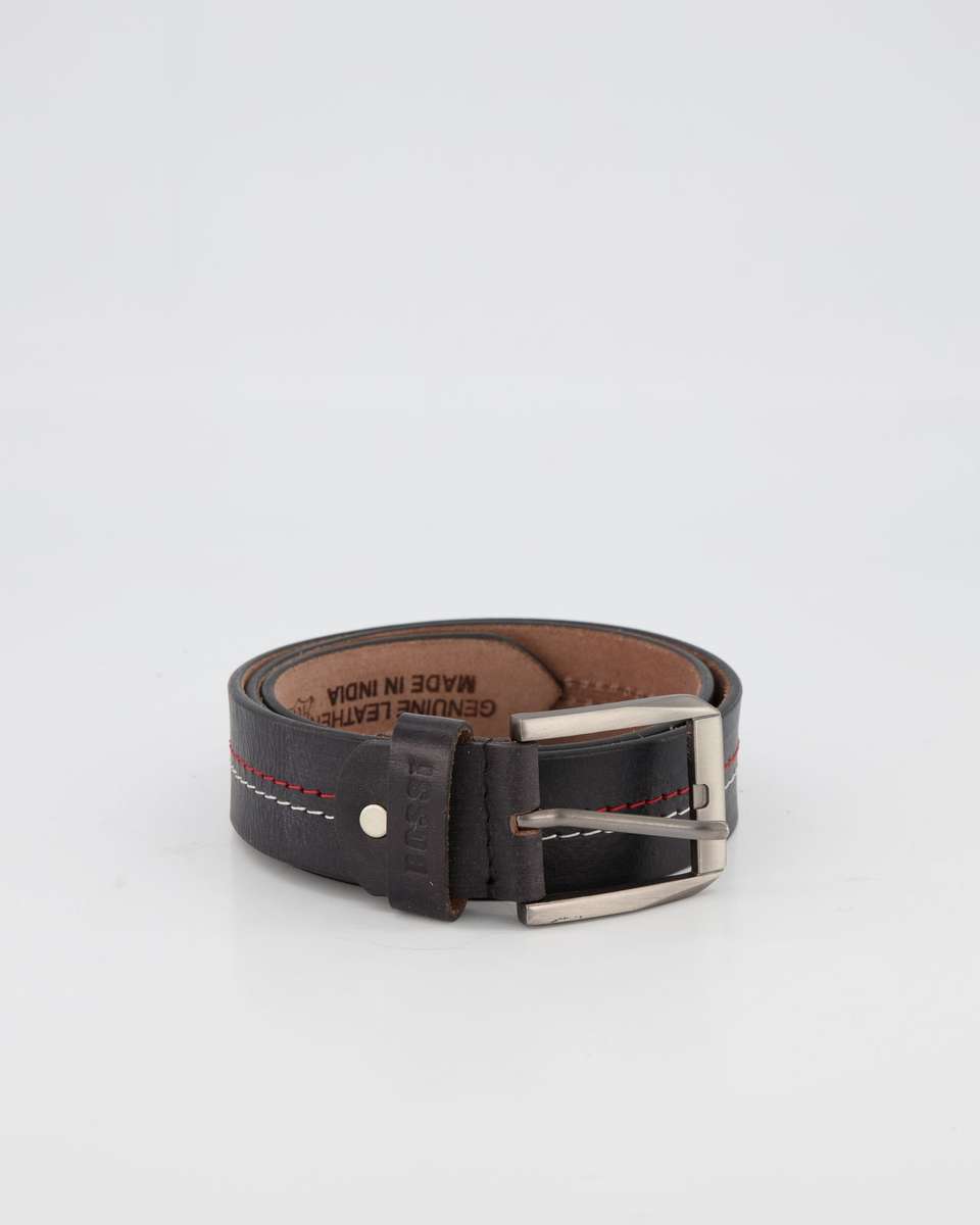 Bossi Stitched Leather Belt - Black (44)