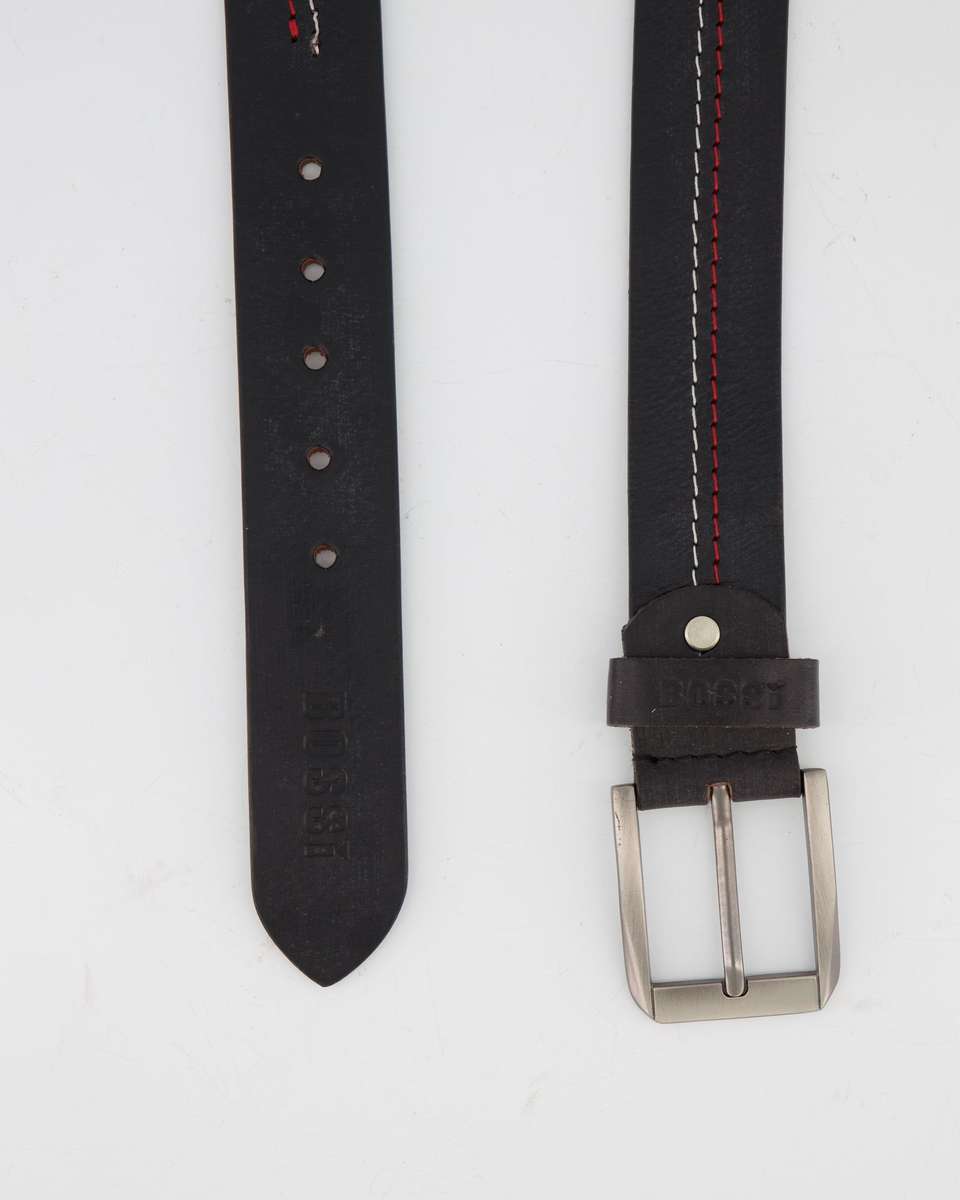 Bossi Stitched Leather Belt - Black (44)