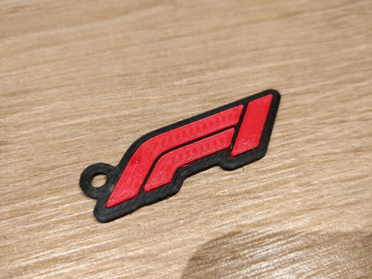 F1 Logo Keychain 3D Printed