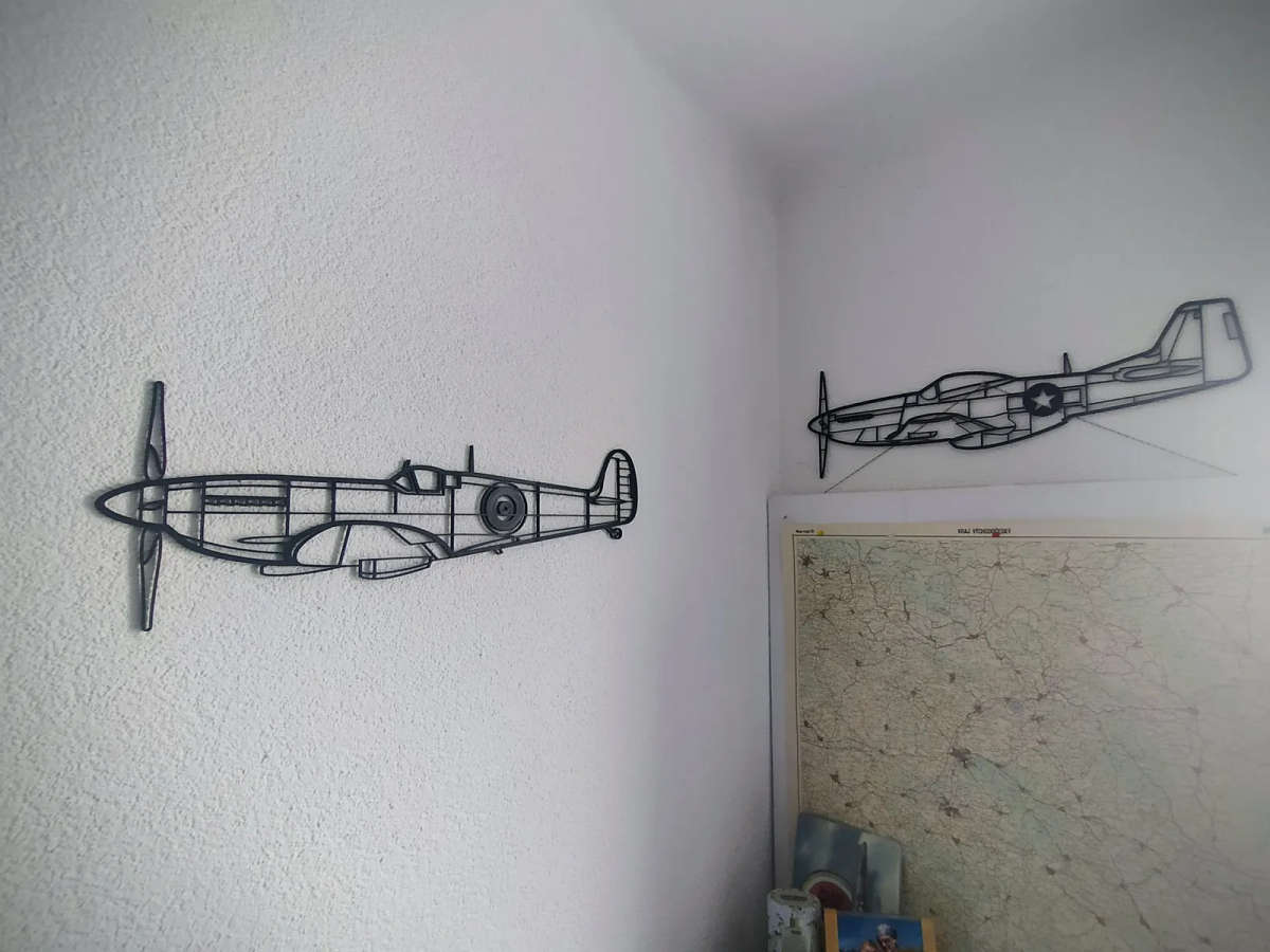 Spitfire Aircraft Silhouette Wall Art - 3D Printed