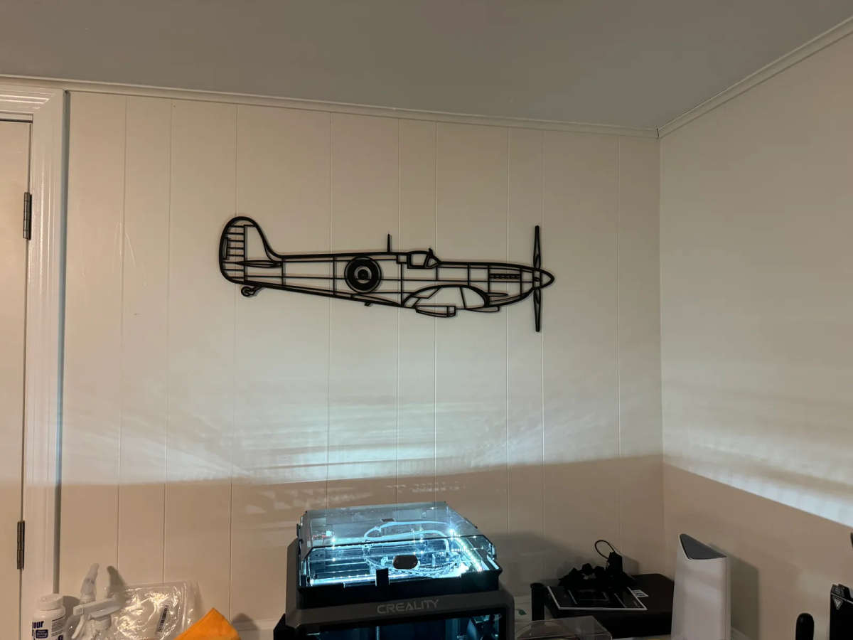 Spitfire Aircraft Silhouette Wall Art - 3D Printed