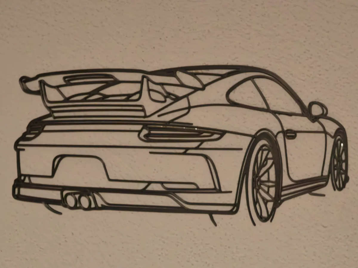 Porsche GT3 991 Silhouette Wall Art - 3D Printed