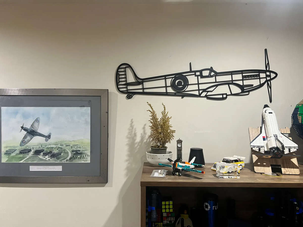 Spitfire Aircraft Silhouette Wall Art - 3D Printed