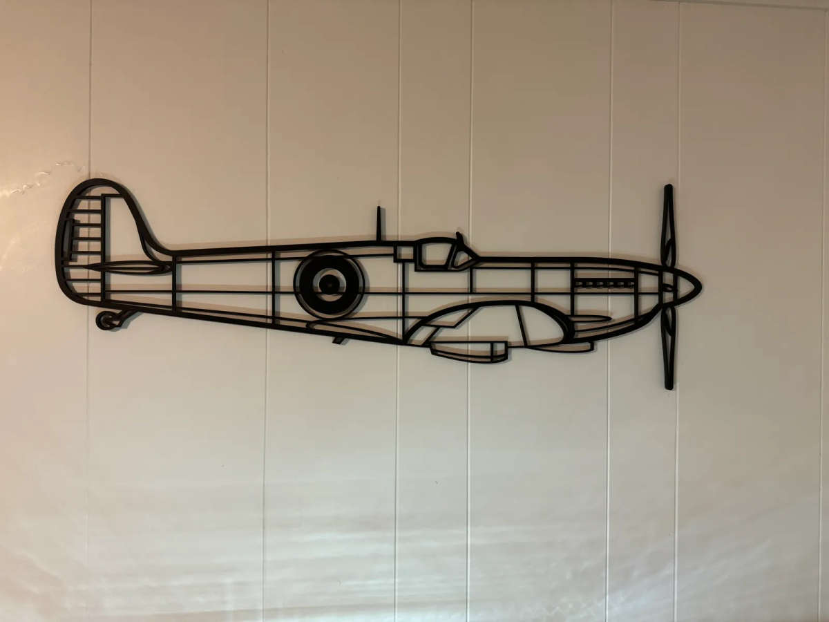 Spitfire Aircraft Silhouette Wall Art - 3D Printed