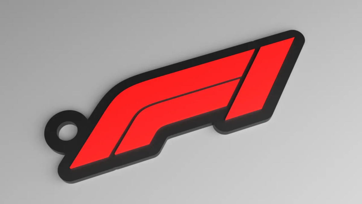 F1 Logo Keychain 3D Printed