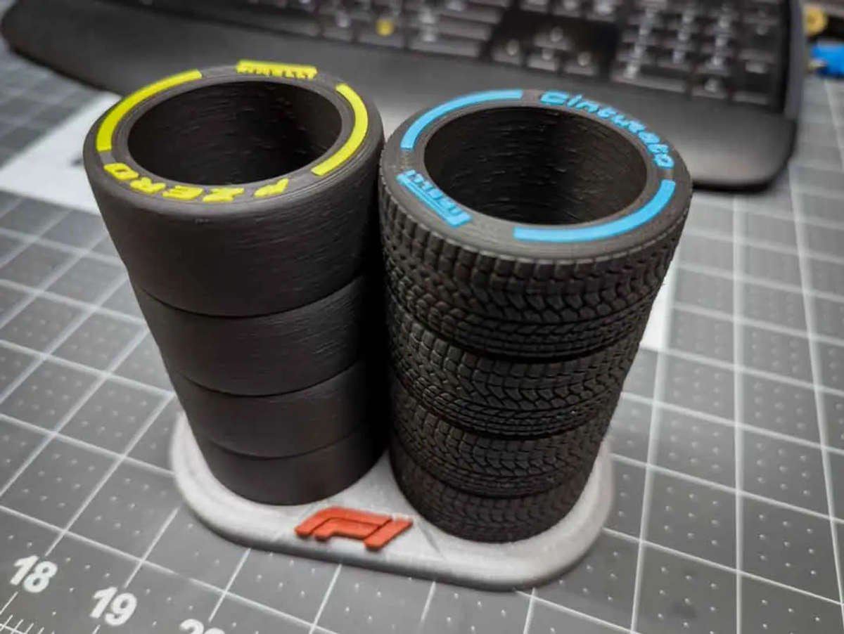 Dual F1 Tires Penholders - 3D Printed
