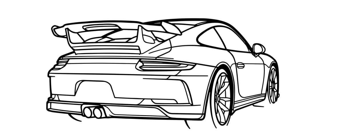 Porsche GT3 991 Silhouette Wall Art - 3D Printed