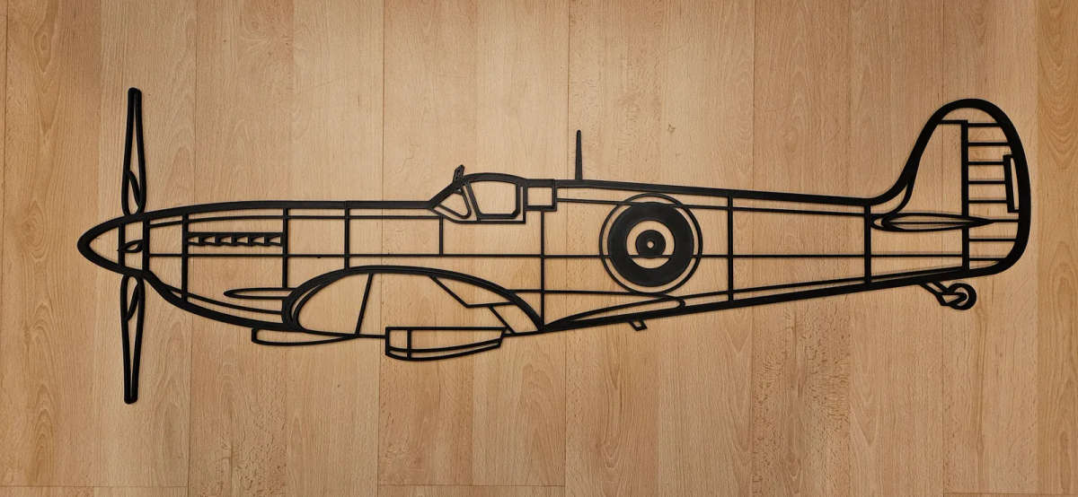 Spitfire Aircraft Silhouette Wall Art - 3D Printed