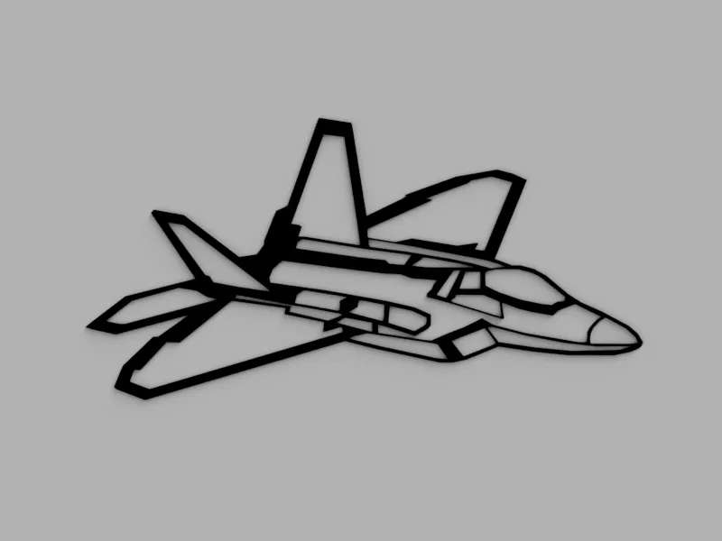Lockheed Martin F22 Raptor Aircraft Silhouette Wall Art - 3D Printed