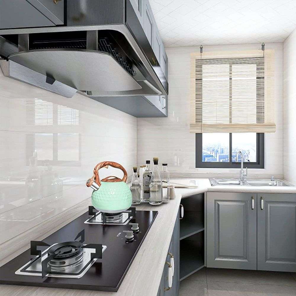 Stainless Steel Wood Pattern Handle Loud Whistling Kettles - 3 Litre