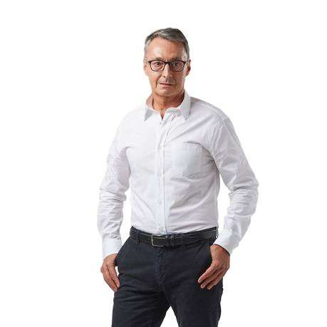 Dromex - 100% Cotton Long Sleeve Formal Shirt - White - M - Dromex - 100% Cotton Long Sleeve Form...